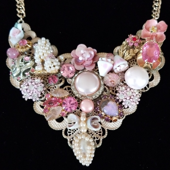 Handmade Jewelry - NWT Repurposed Vintage Jewelry Statement Necklace